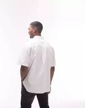 Белая оксфордская рубашка с короткими рукавами Topman