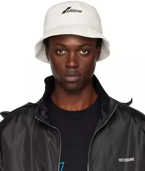 Белая панама с выбеленным логотипом WD We11done