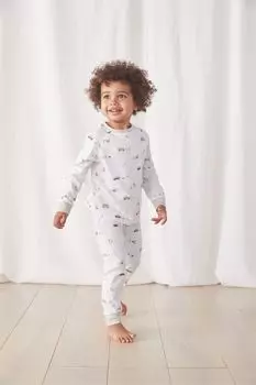 Белая пижама The Company Adventure с овечьим принтом The White Company, белый