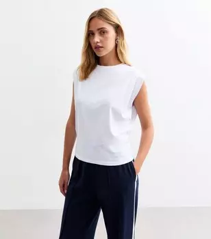 Белая плиссированная майка свободного кроя со складками New Look, белый