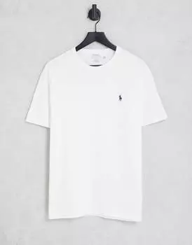 Белая плотная футболка оверсайз Polo Ralph Lauren с логотипом в виде пони