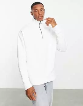 Белая плотная толстовка оверсайз с молнией до половины ASOS DESIGN