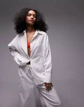 Белая пляжная рубашка из смесового льна Topshop — часть комплекта