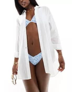 Белая пляжная рубашка Stradivarius