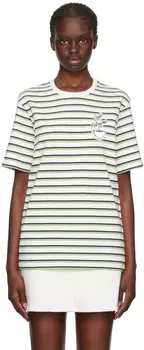 Белая полосатая футболка Maison Kitsune