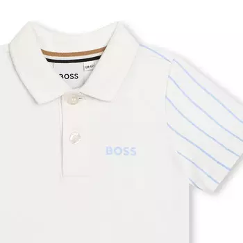 Белая полосатая футболка-поло BOSS, белый