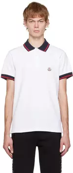 Белая полосатая футболка-поло Moncler