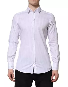 Белая полосатая хлопковая рубашка с длинным рукавом Dolce & Gabbana, White
