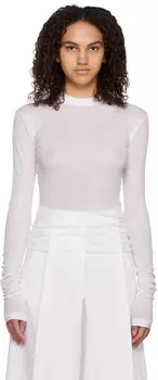 Белая полупрозрачная футболка с длинным рукавом BITE