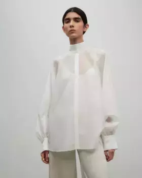 Белая полупрозрачная женская рубашка Adolfo Dominguez, белый