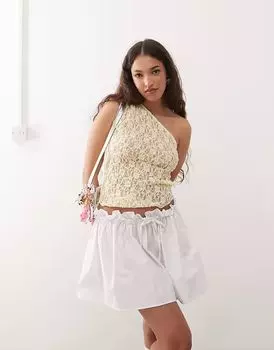 Белая поплиновая мини-юбка с заниженной талией ASOS DESIGN