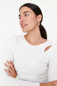 Белая приталенная блузка со шнурком Trendyol, белый