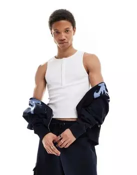 Белая приталенная футболка без рукавов COLLUSION в рубчик