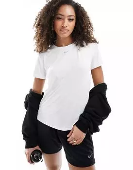 Белая приталенная футболка Nike One Dri-Fit