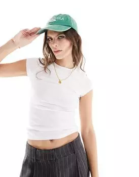 Белая приталенная футболка с короткими рукавами Cotton On в рубчик Cotton:On