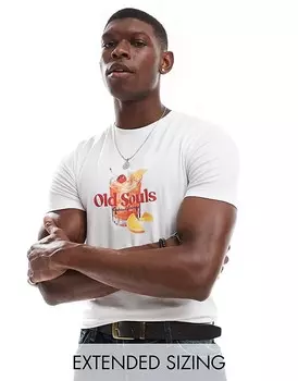 Белая приталенная футболка с принтом на груди ASOS DESIGN