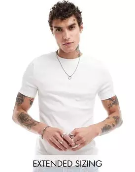 Белая приталенная футболка в рубчик ASOS