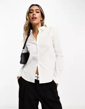 Белая приталенная рубашка с длинными рукавами ASOS