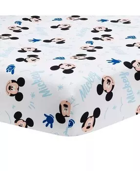 Белая простыня для кроватки Disney Baby Forever Mickey Mouse Lambs & Ivy, белый