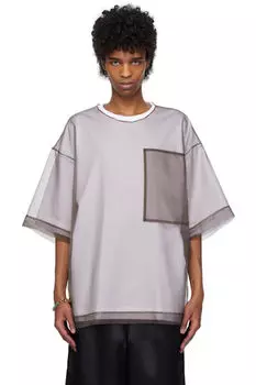Белая прозрачная футболка с накладным верхом Dries Van Noten
