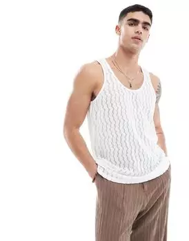 Белая прозрачная майка со свободным воротником и зигзагом ASOS DESIGN