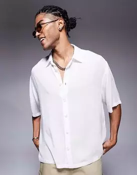 Белая прозрачная рубашка свободного кроя с короткими рукавами ASOS DESIGN