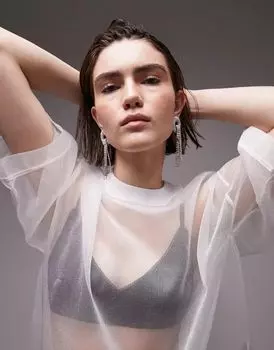 Белая прозрачная трикотажная футболка Topshop