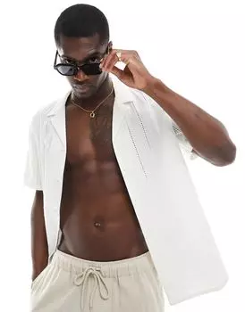 Белая рубашка бродери с короткими рукавами New Look