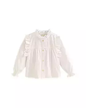Белая рубашка для девочки с длинными рукавами и кружевом Dadati