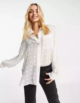 Белая рубашка-добби в стиле оверсайз ASOS
