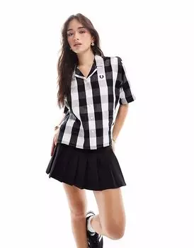 Белая рубашка Fred Perry в монохромную клетку
