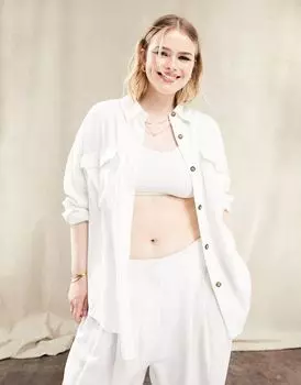 Белая рубашка из льна ASOS DESIGN Curve — часть комплекта
