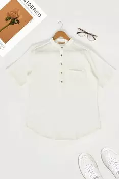 Белая рубашка из органического материала с круглым вырезом и короткими рукавами For You Man