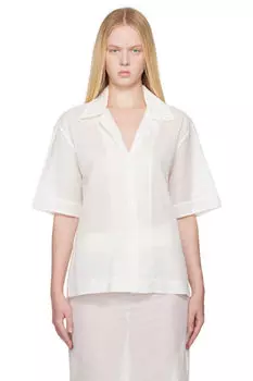 Белая рубашка из органзы с воротником Camp Rhe