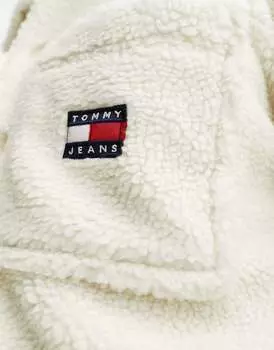 Белая рубашка из шерпы с однотонным логотипом Tommy Jeans