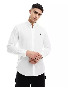 Белая рубашка из жатого хлопка с фирменным логотипом Polo Ralph Lauren