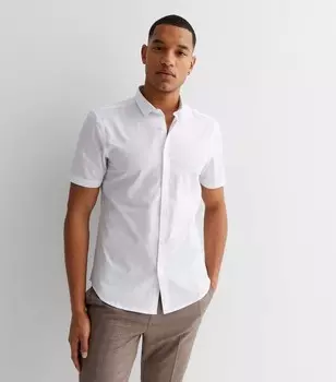 Белая рубашка классического кроя с короткими рукавами из поплина New Look, белый