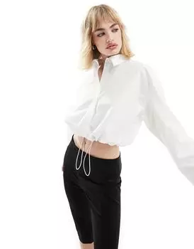 Белая рубашка на кулиске Mango