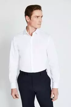 Белая рубашка очень приталенного кроя с одинарными манжетами и эластичной тканью MOSS, белый