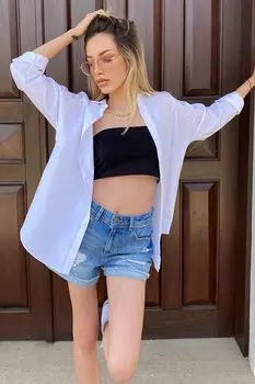 Белая рубашка оверсайз MG1369 MADMEXT