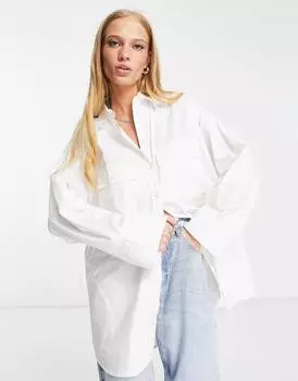 Белая рубашка оверсайз с широкими манжетами ASOS DESIGN
