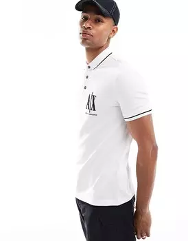 Белая рубашка-поло Armani Exchange с логотипом на груди и контрастной окантовкой