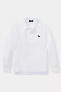 Белая рубашка-поло для мальчиков с длинными рукавами и логотипом Polo Ralph Lauren, белый