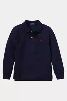 Белая рубашка-поло для мальчиков с длинными рукавами и логотипом Polo Ralph Lauren, синий