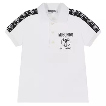 Белая рубашка-поло из хлопкового пике Moschino, белый