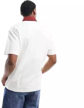 Белая рубашка-поло оверсайз в стиле регби с контрастным воротником Abercrombie & Fitch