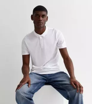 Белая рубашка-поло с коротким рукавом и воротником New Look, белый