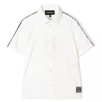 Белая рубашка-поло с полосками Armani, белый