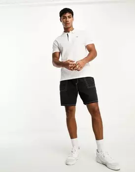 Белая рубашка-поло с узкой планкой и короткими рукавами Tommy Jeans