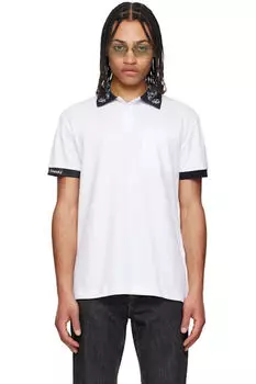 Белая рубашка-поло с воротником в стиле барокко Versace Jeans Couture